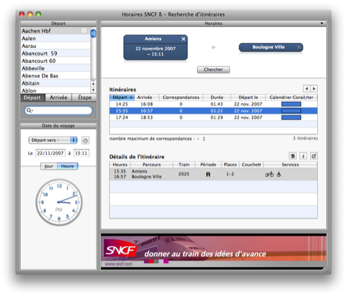 Logiciel : Horaires SNCF pour Mac OS
