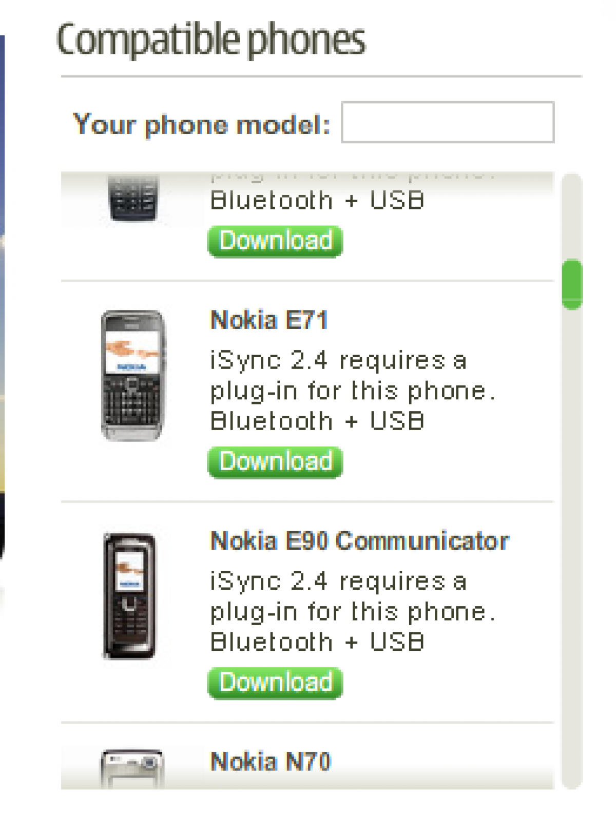 Plugins iSync pour le Nokia E71 et E66 : ils sont là