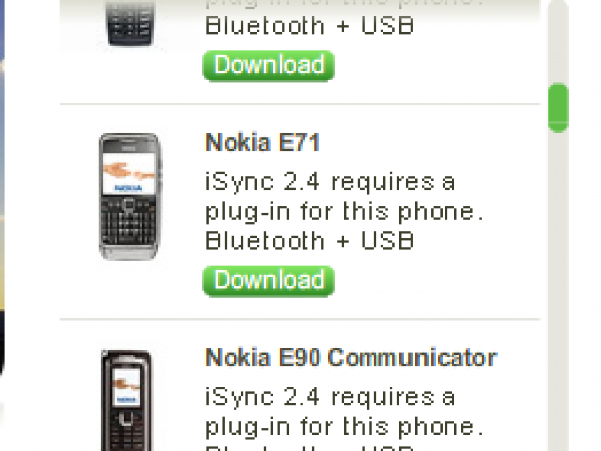 Plugins iSync pour le Nokia E71 et E66 : ils sont là
